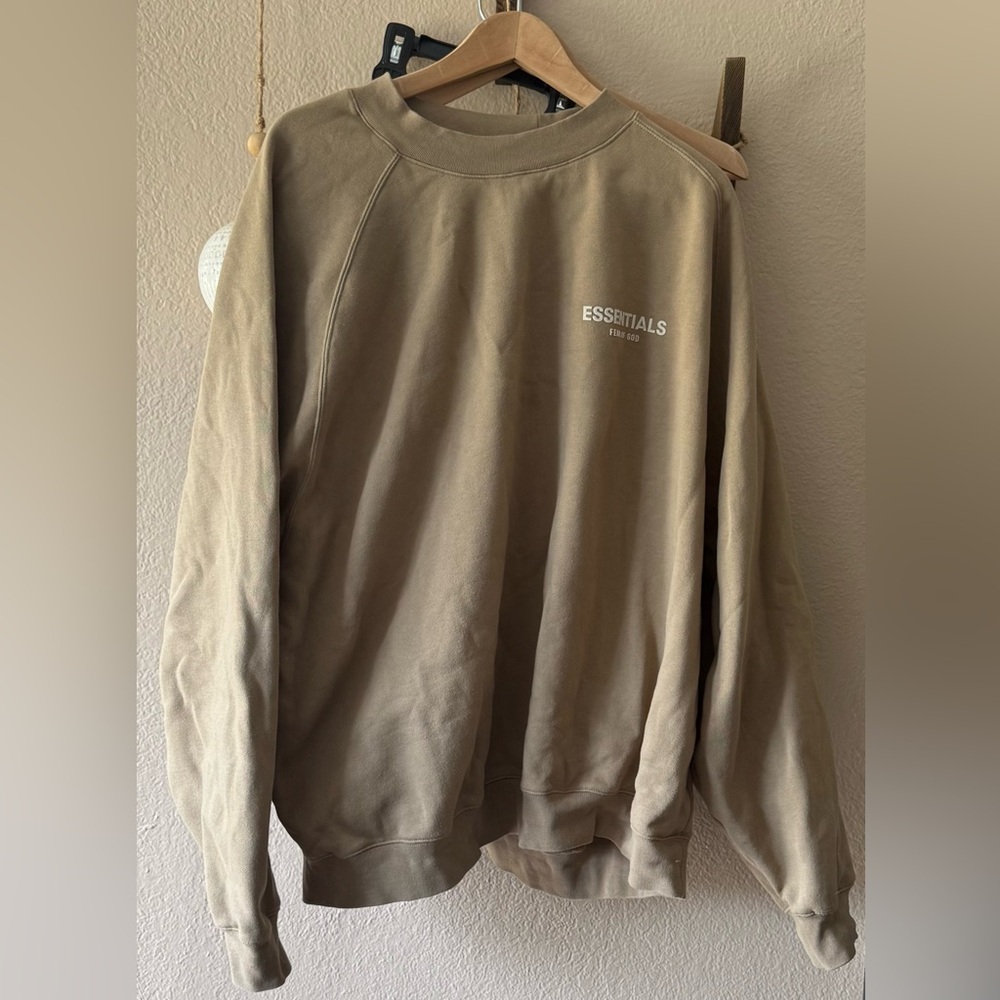 Essentials Tan Crewneck Sweater Soft Knit Casual